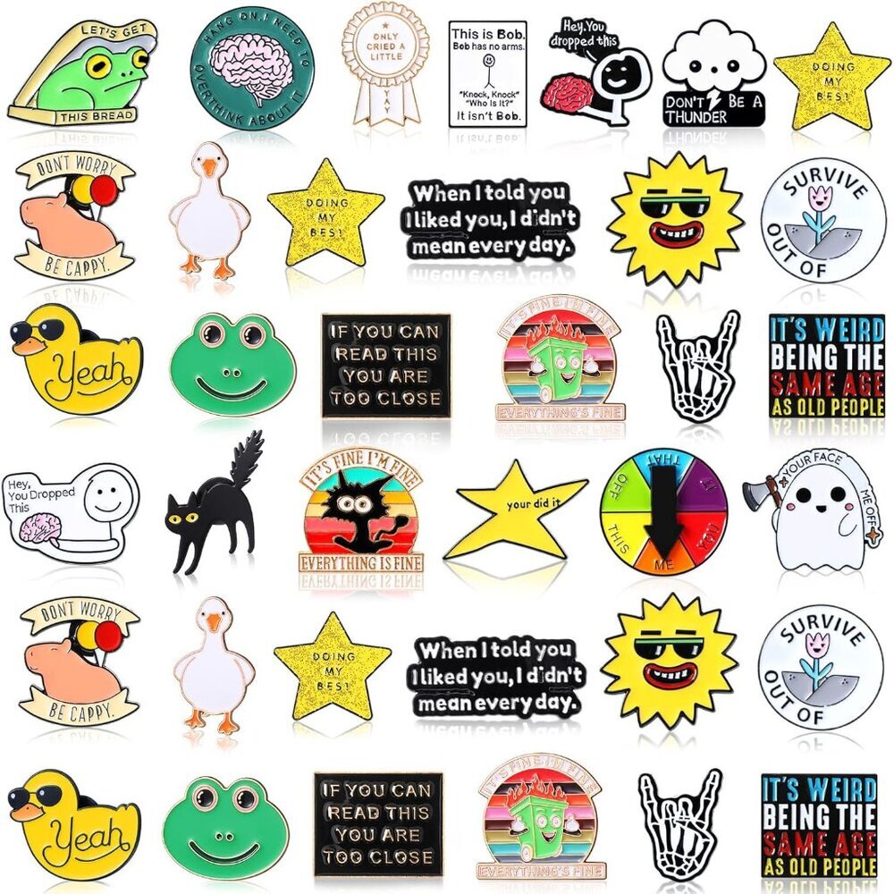 100pcs Funny Enamel Pins Bulk Set For Clothes Bags Gift Fun Accessories